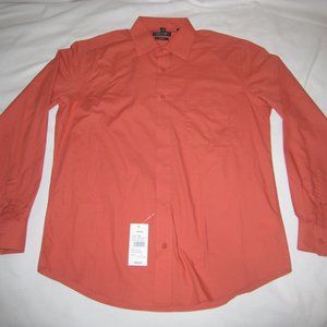 Pierre Cardin Terracotta Long Sleeve Pocket Dress Shirt Sz M 15-15.5 34/35